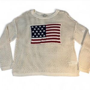TWRHLL by Christie Brinkley USA Flag Knit Sweater L Vintage 90s